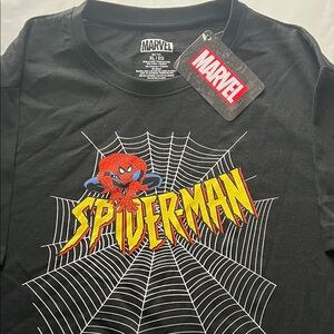 Marvel Spider-Man Black Tee with Web Design-Black